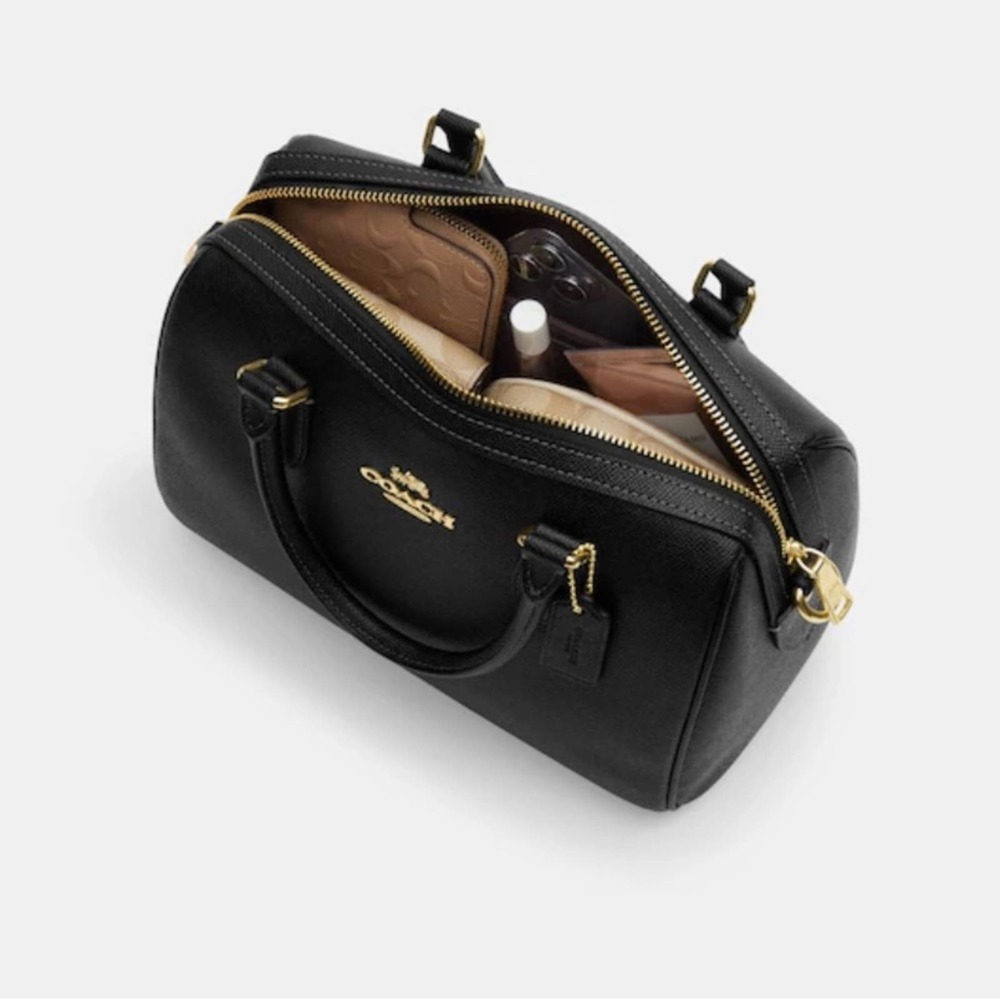 NWT Coach Rowan Satchel/ Black / Leather-Gold - Picture 3 of 13